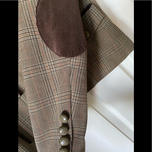 🦋KENAR PLAID ELBOW PATCH SHORT SUIT BLAZER 🦋 - Picture 3 of 9